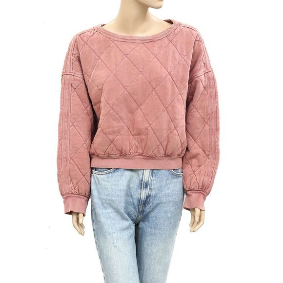 Free People We The Free Mirage Pullover Sweatshirt Top Diamond Quilted S 283932 - Picture 5 of 9